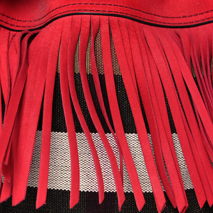 Burberry Suede Fringe Small Belgrove Bucket Bag Red 8 of 19