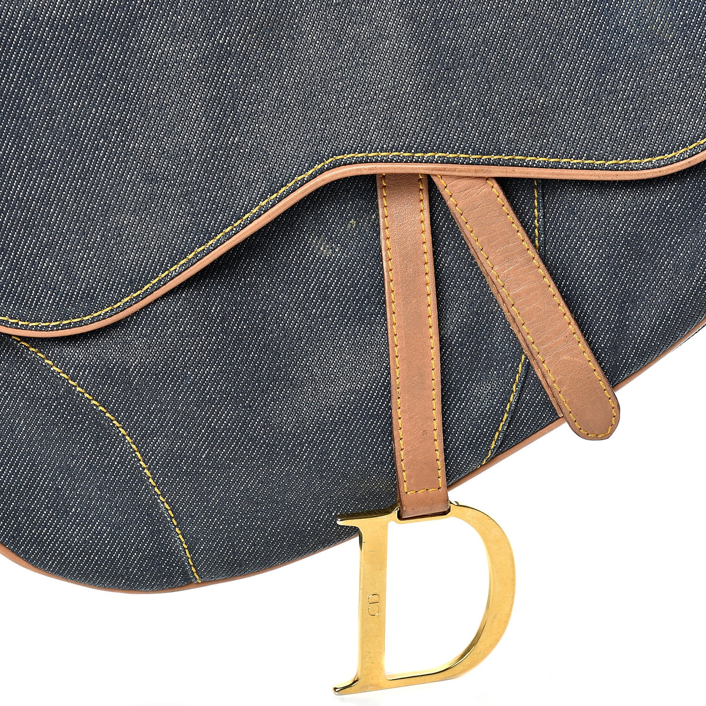 Denim Calfskin Saddle Bag Blue