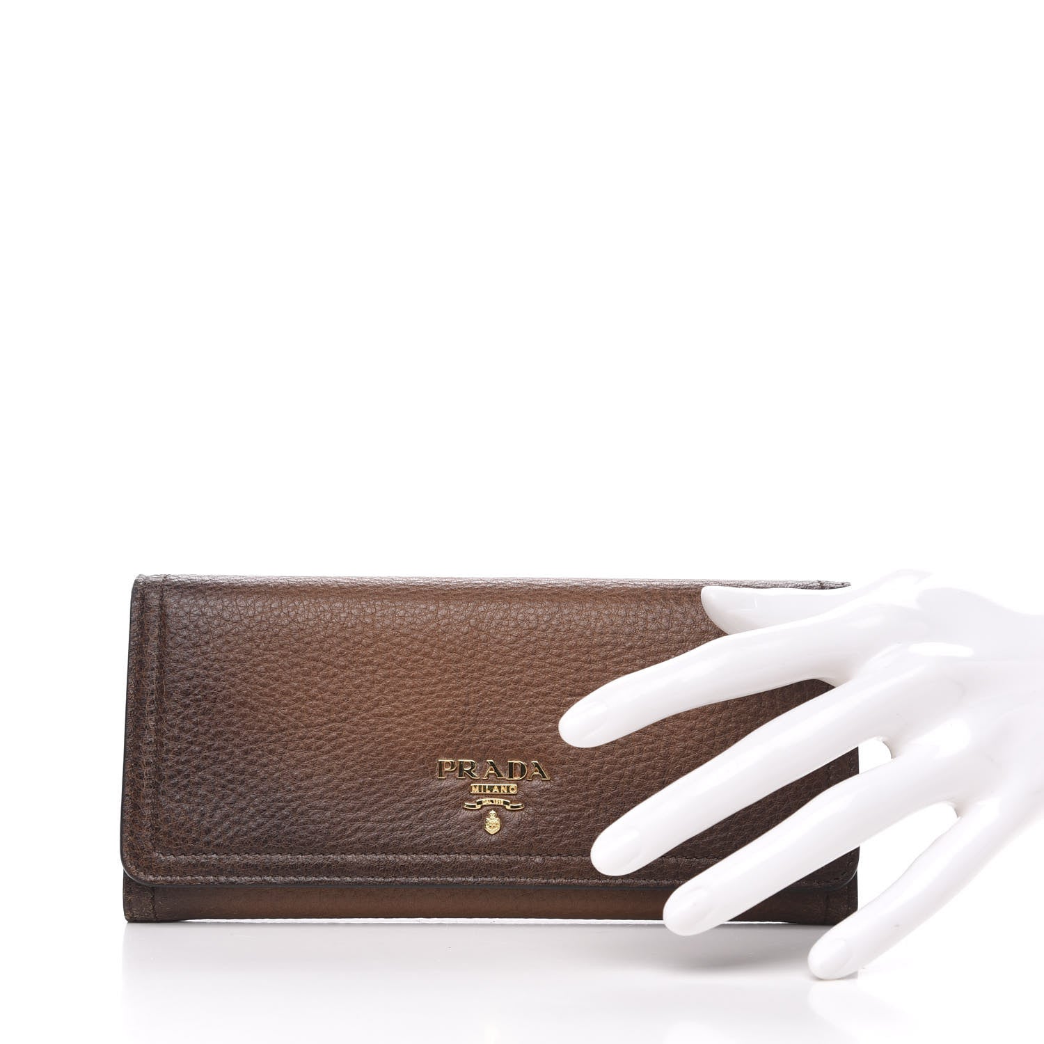 Prada Cervo Antic Metal Continental Wallet Nocciolo 2 of 7