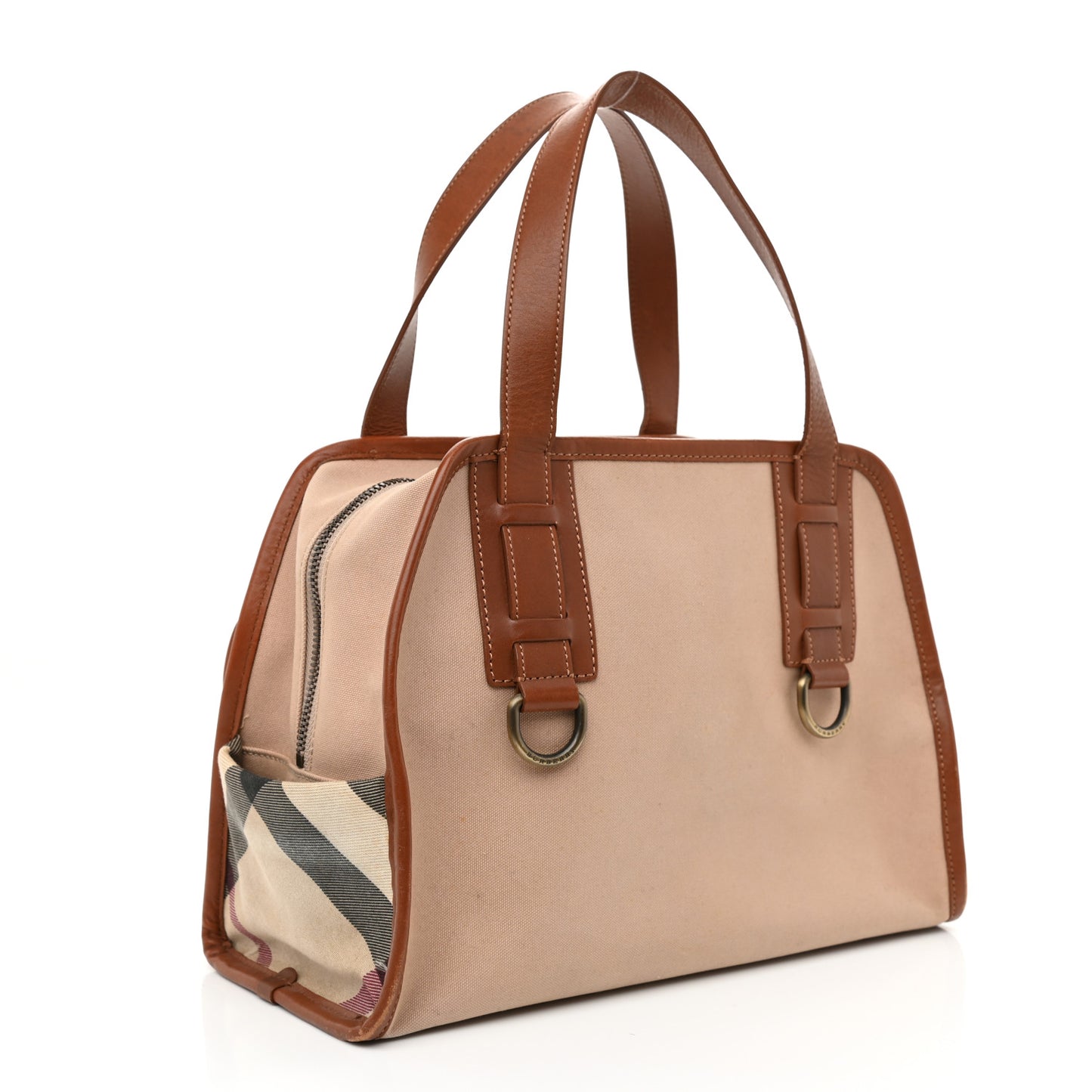 Canvas Nova Check Buckle Satchel Natural