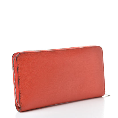 Celine Drummed Calfskin Large Zip Around Multifunction Wallet Coral 3 of 15