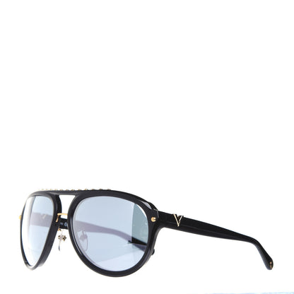 Louis Vuitton Acetate Aviator Serpico Studded Sunglasses Z2357E Black 1 of 8