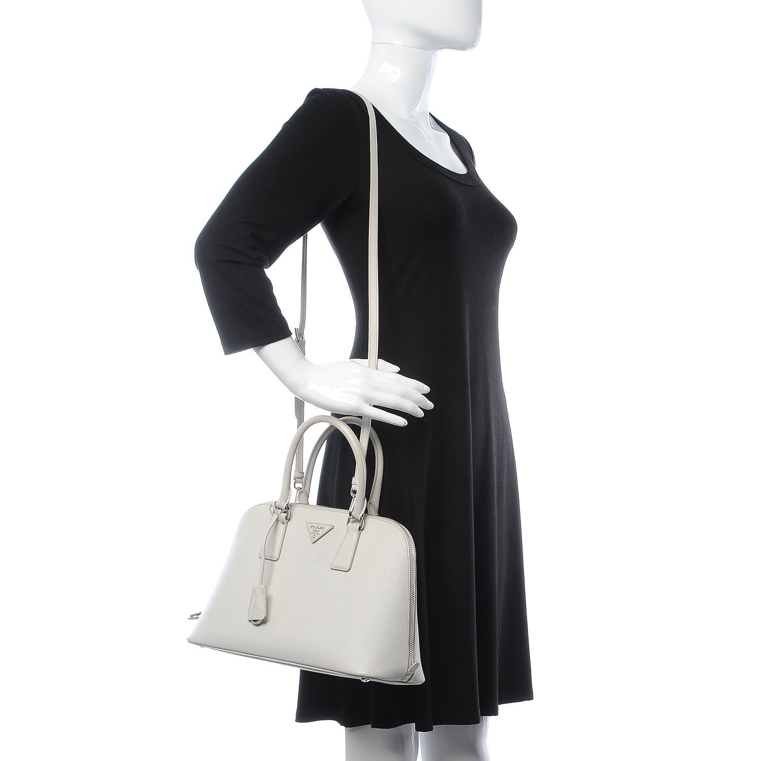 Prada Saffiano Lux Medium Promenade Tote Talco 2 of 11