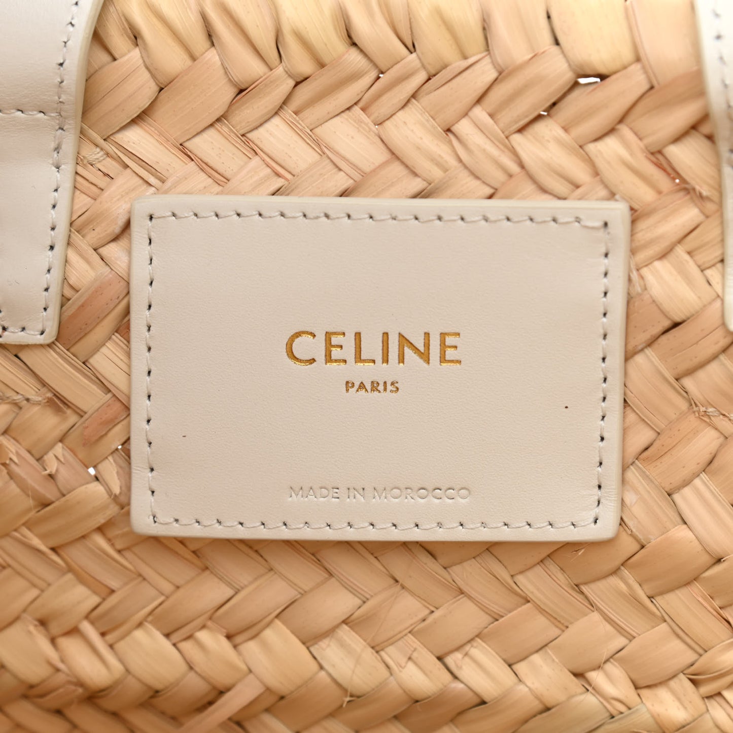 Raffia Calfskin Triomphe Teen Panier White