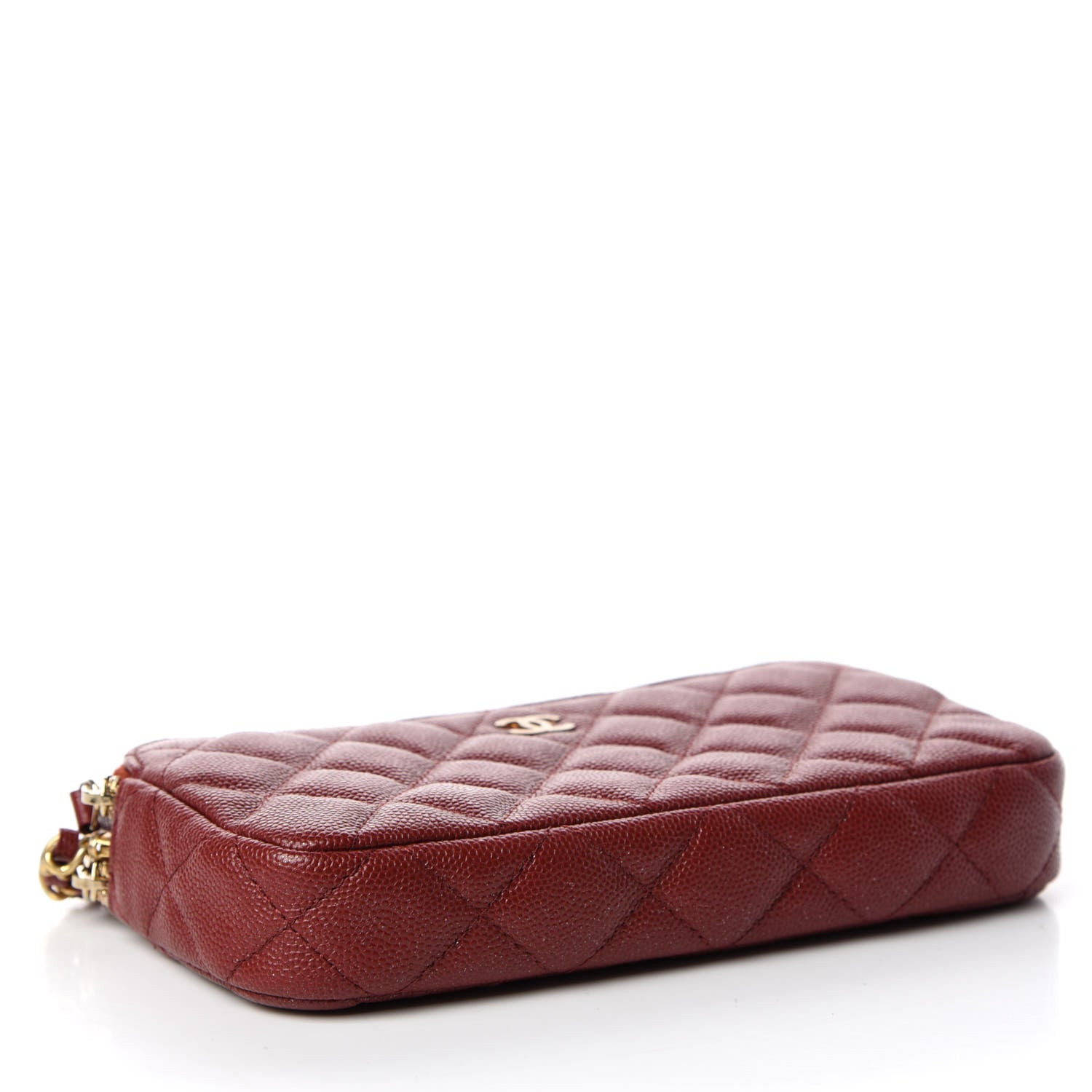 Chanel Iridescent Caviar Quilted Clutch With Chain Burgundy 4 of 11