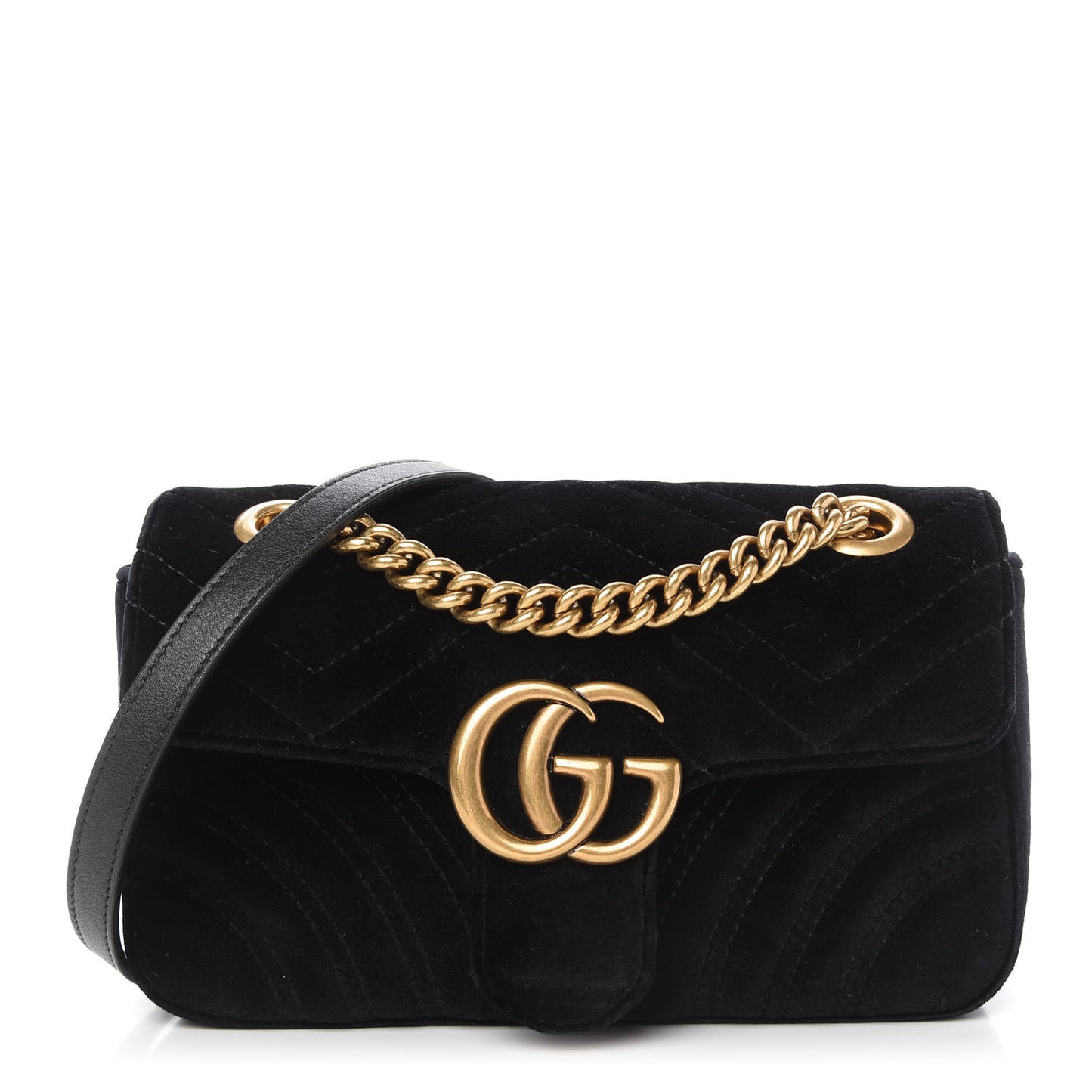 Velvet Matelasse Mini GG Marmont Shoulder Bag Black