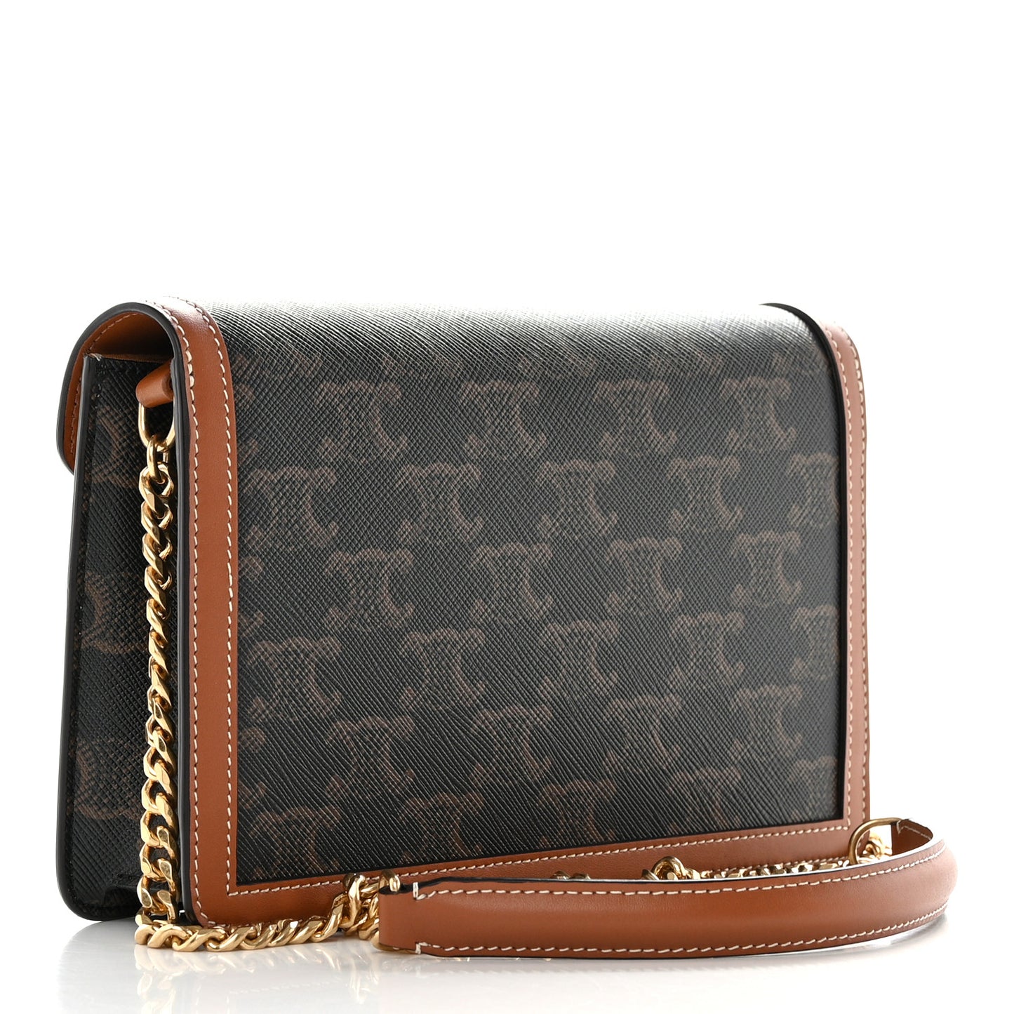 Triomphe Canvas Calfskin Margo Wallet on Chain Tan
