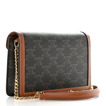 Celine Triomphe Canvas Calfskin Margo Wallet on Chain Tan 2 of 10
