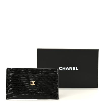 Chanel Calfskin Lizard Embossed Card Holder Black 9 of 9