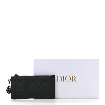 Christian Dior Ultra Matte Lambskin Cannage Small Lady Dior Zip Card Holder Black 8 of 8