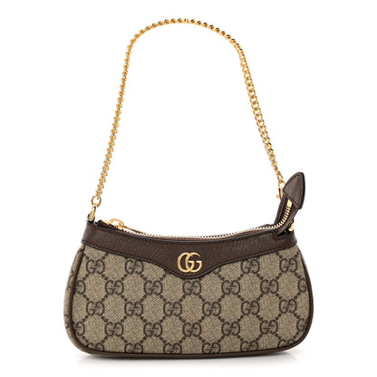 Gucci GG Supreme Monogram Textured Dollar Calfskin Mini Ophidia Chain Bag Beige Ebony 1 of 9