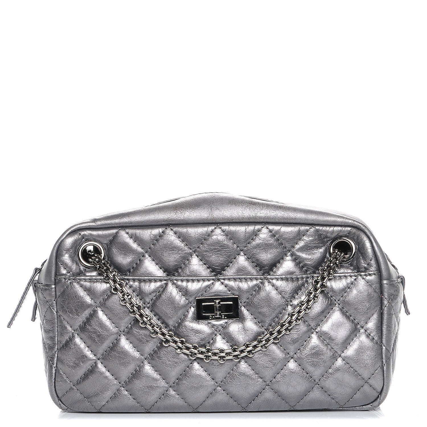 Chanel Metallic Aged Calfskin Quilted Small Reissue Camera Case Dark Silver 1 of 7