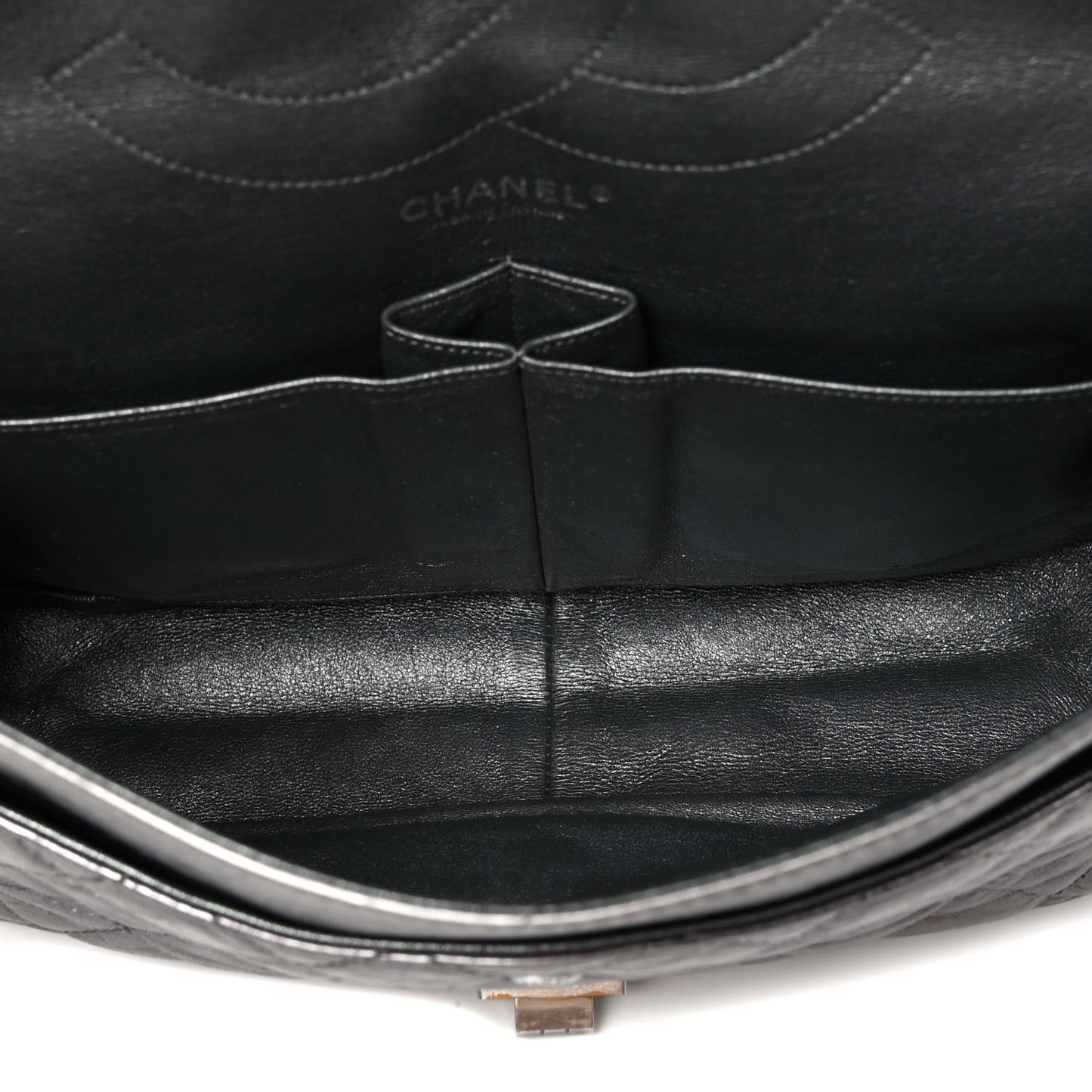 Metallic Aged Calfskin Quilted 2.55 Reissue 227 Flap Dark Silver