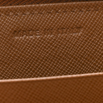 Prada Saffiano Triangle Zip Around Wallet Caramel 8 of 9