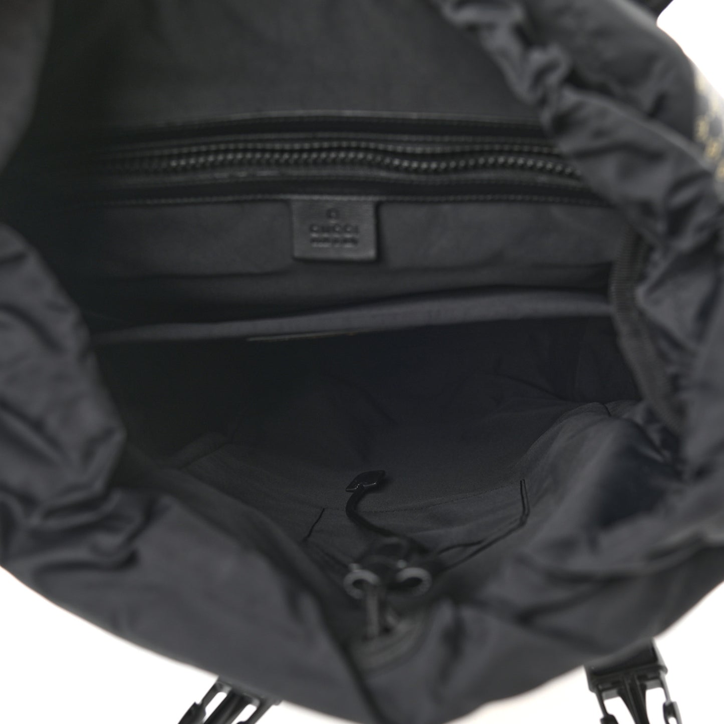 X DAPPER DAN Calfskin Laminated Ayers GG Micro Monogram Double Buckle Backpack Black Gold