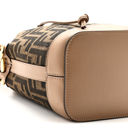 Fendi Fabric Jacquard Vitello Grace FF 1974 Mini Mon Tresor Bucket Bag Tobacco Moro Sand 9 of 10