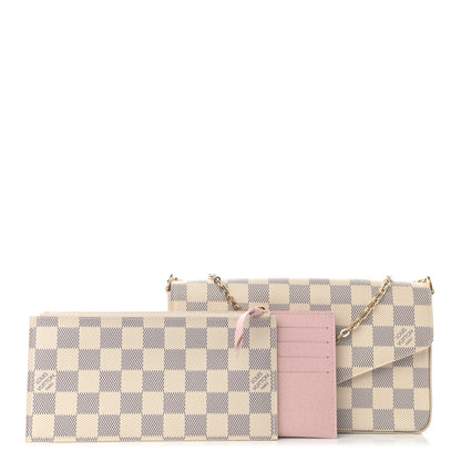 Louis Vuitton Damier Azur Pochette Felicie Chain Wallet Rose Ballerine 1 of 13
