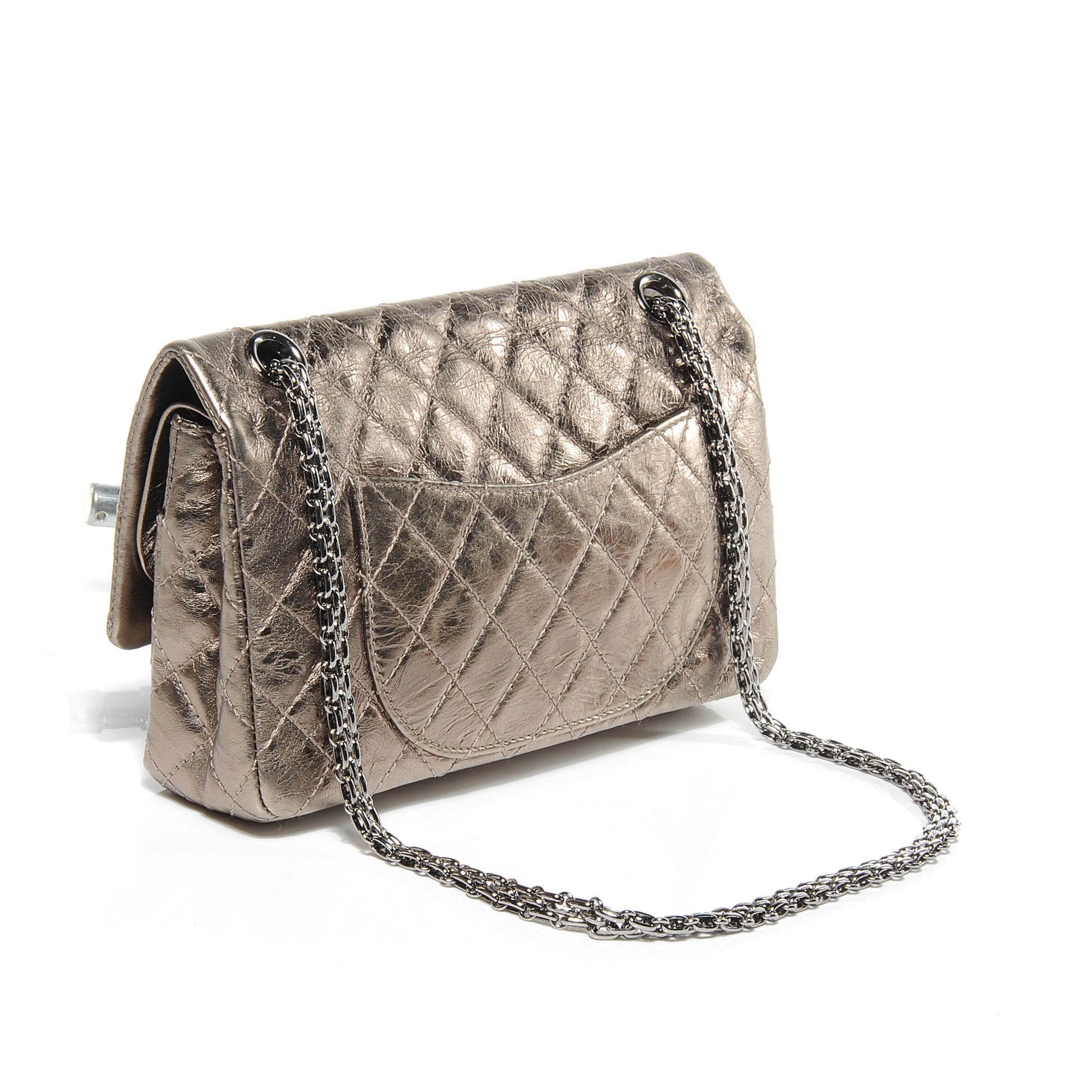 Chanel Aged Calfskin 2.55 Reissue 225 Flap Metallic Dark Silver 3 of 7
