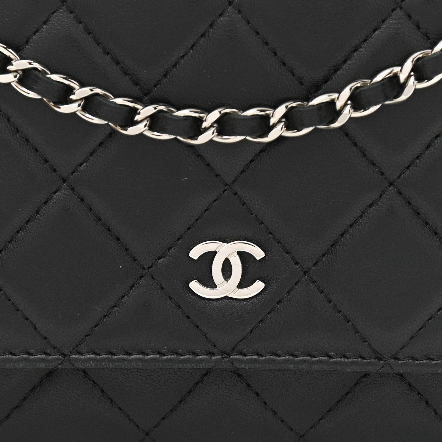 Chanel Lambskin Quilted Wallet On Chain WOC Black 9 of 16