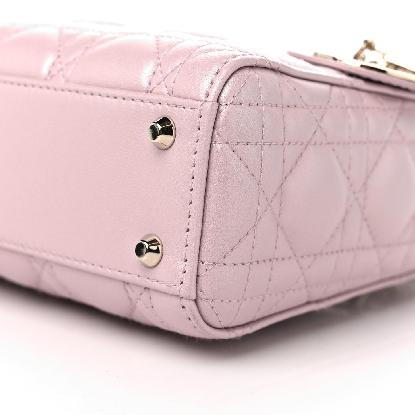 Metallic Lambskin Cannage Mini Lady Dior Lotus
