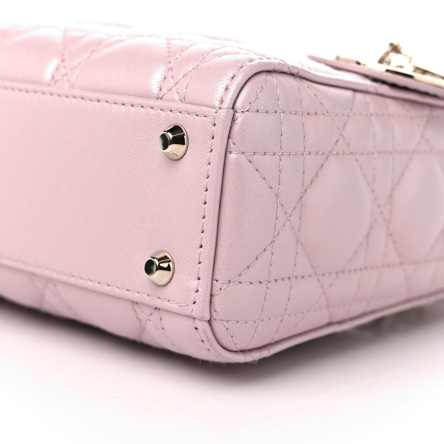 Christian Dior Metallic Lambskin Cannage Mini Lady Dior Lotus 8 of 8