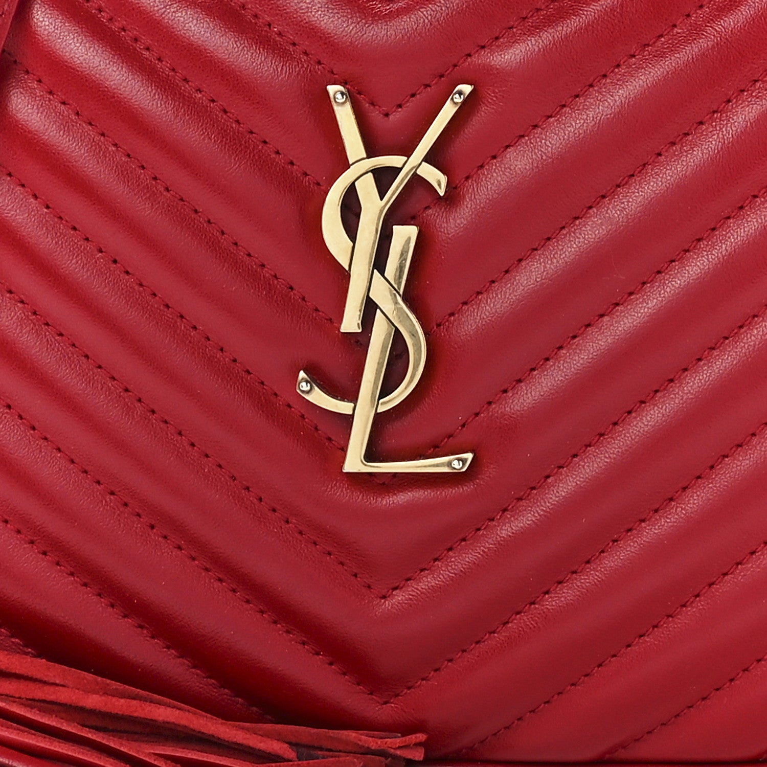 Saint Laurent Calfskin Matelasse Monogram Lou Camera Bag Rouge Eros 7 of 12