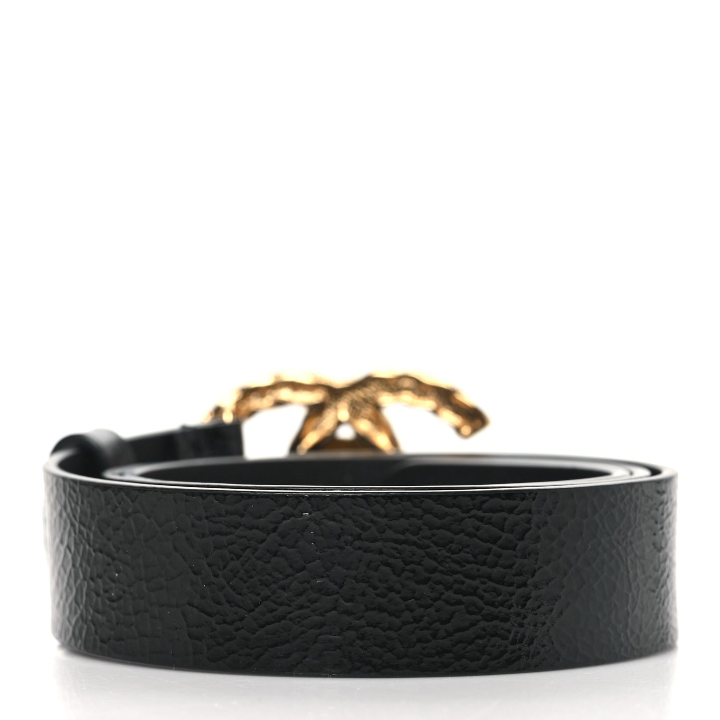 Glazed Calfskin CC Belt 80 32 Black