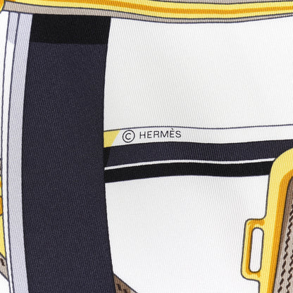 Hermes Silk En Roue Libre Scarf 90 White Black Gold 3 of 4