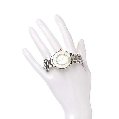Cartier Stainless Steel 18K Yellow Gold 31mm Must De 21 Quartz Watch 2 of 7