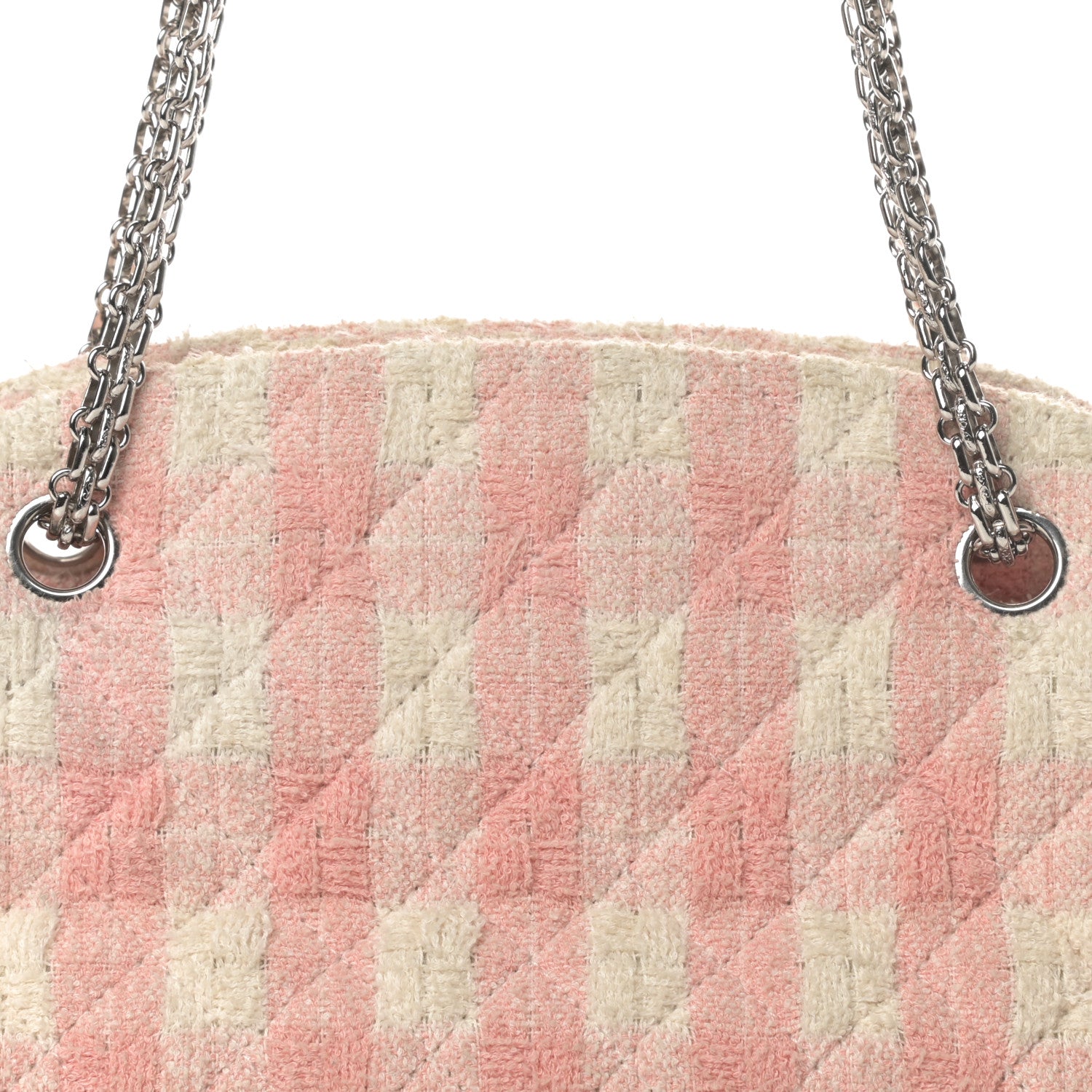 Chanel Tweed Quilted Small Just Mademoiselle Bowling Bag Pink White 8 of 12