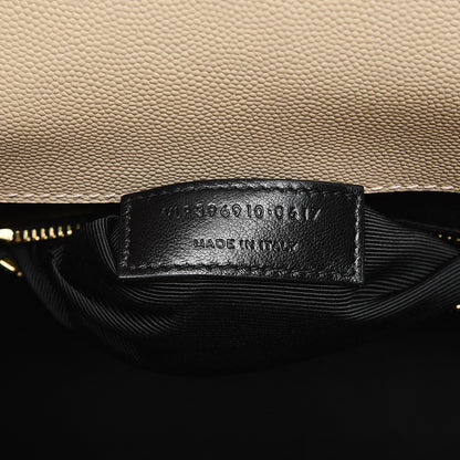 Saint Laurent Grain De Poudre Matelasse Chevron Large Monogram Satchel Dark Beige 7 of 8