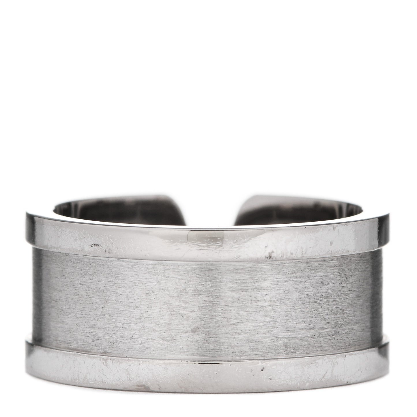 18K White Gold 10mm Logo De Cartier Ring 59 8.75