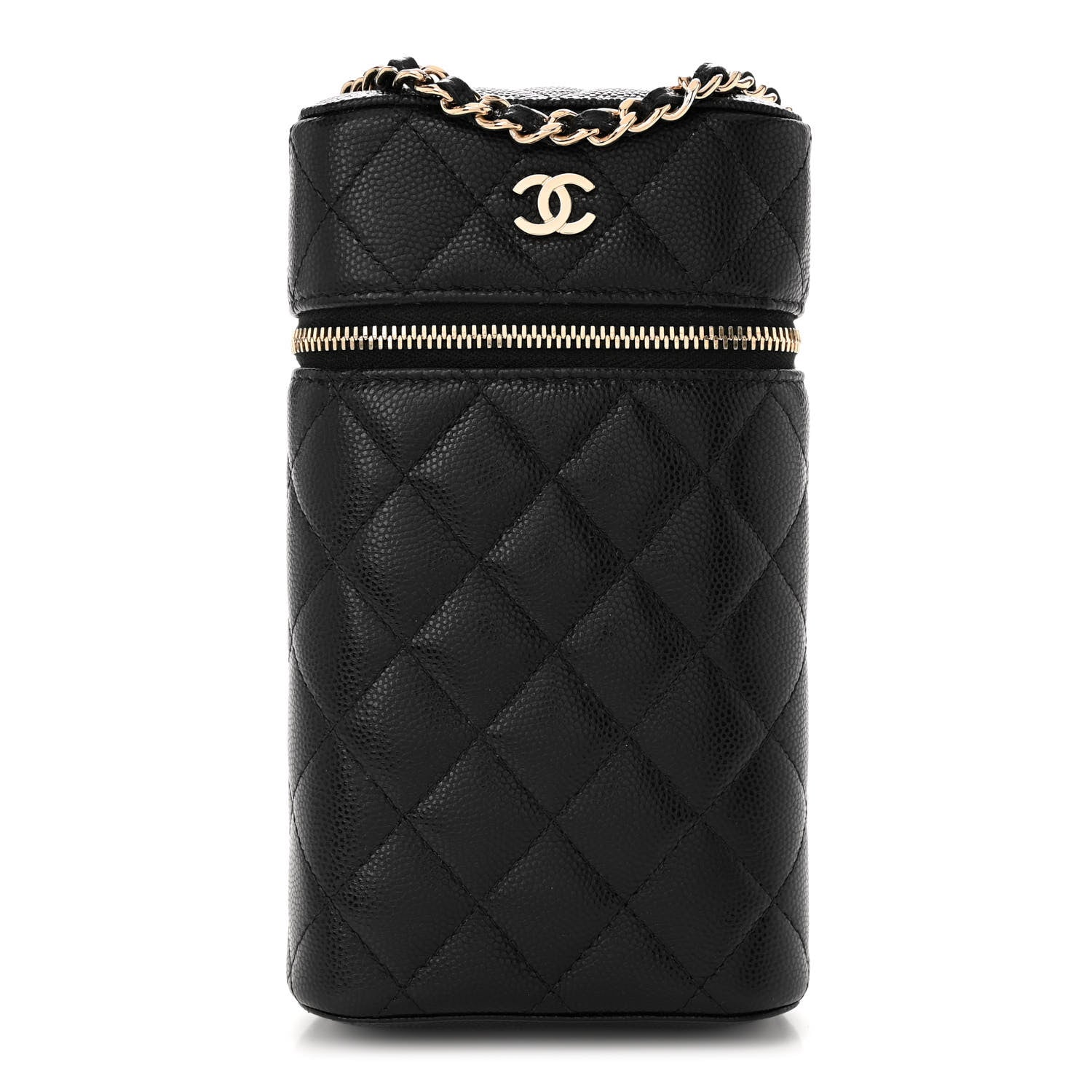 Chanel Caviar Quilted Phone Holder With Chain Black 1 of 10