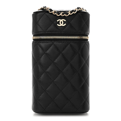 Chanel Caviar Quilted Phone Holder With Chain Black 1 of 10