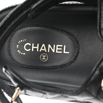 Chanel Grained Calfskin Velcro Dad Sandals 39.5 Black 7 of 8