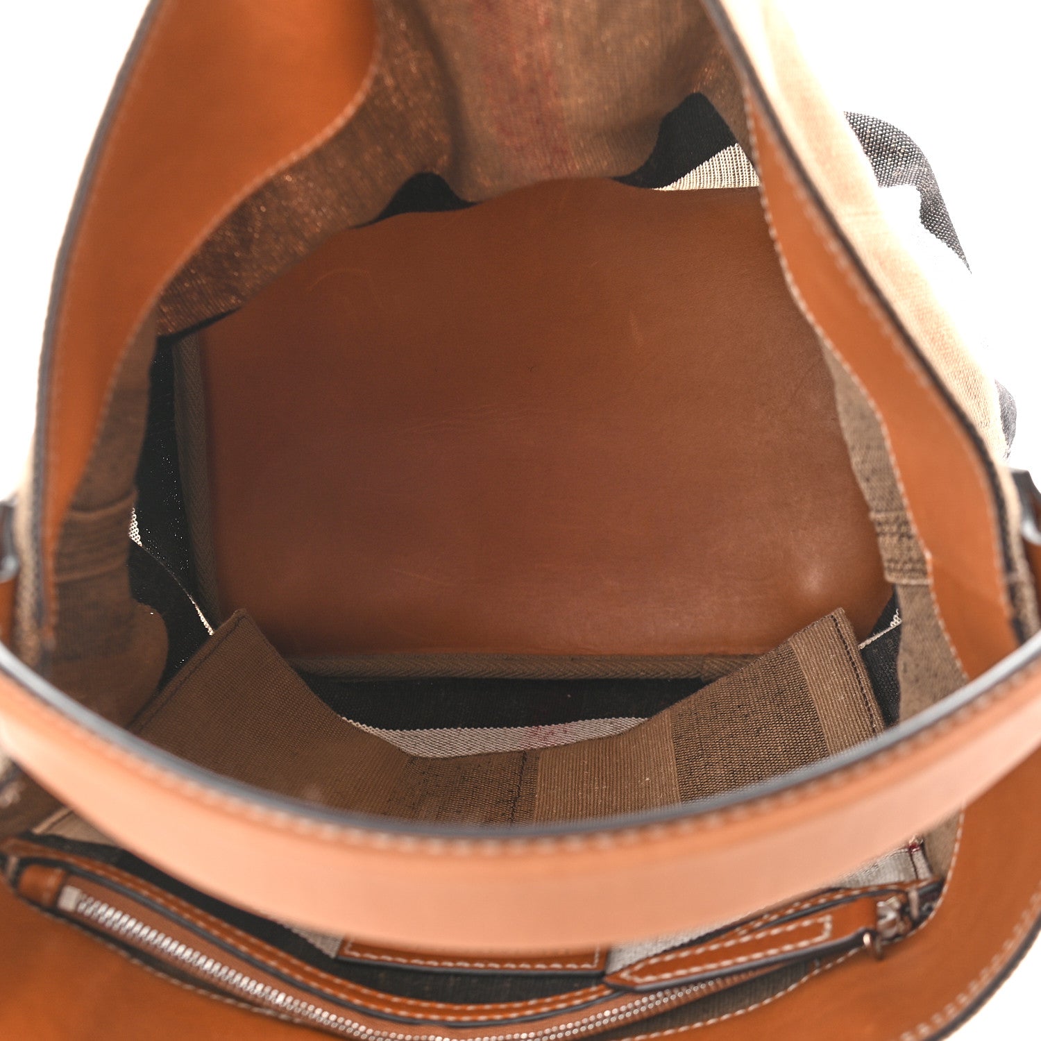 Burberry Canvas Mega Check Medium Ashby Hobo Saddle Brown 5 of 10