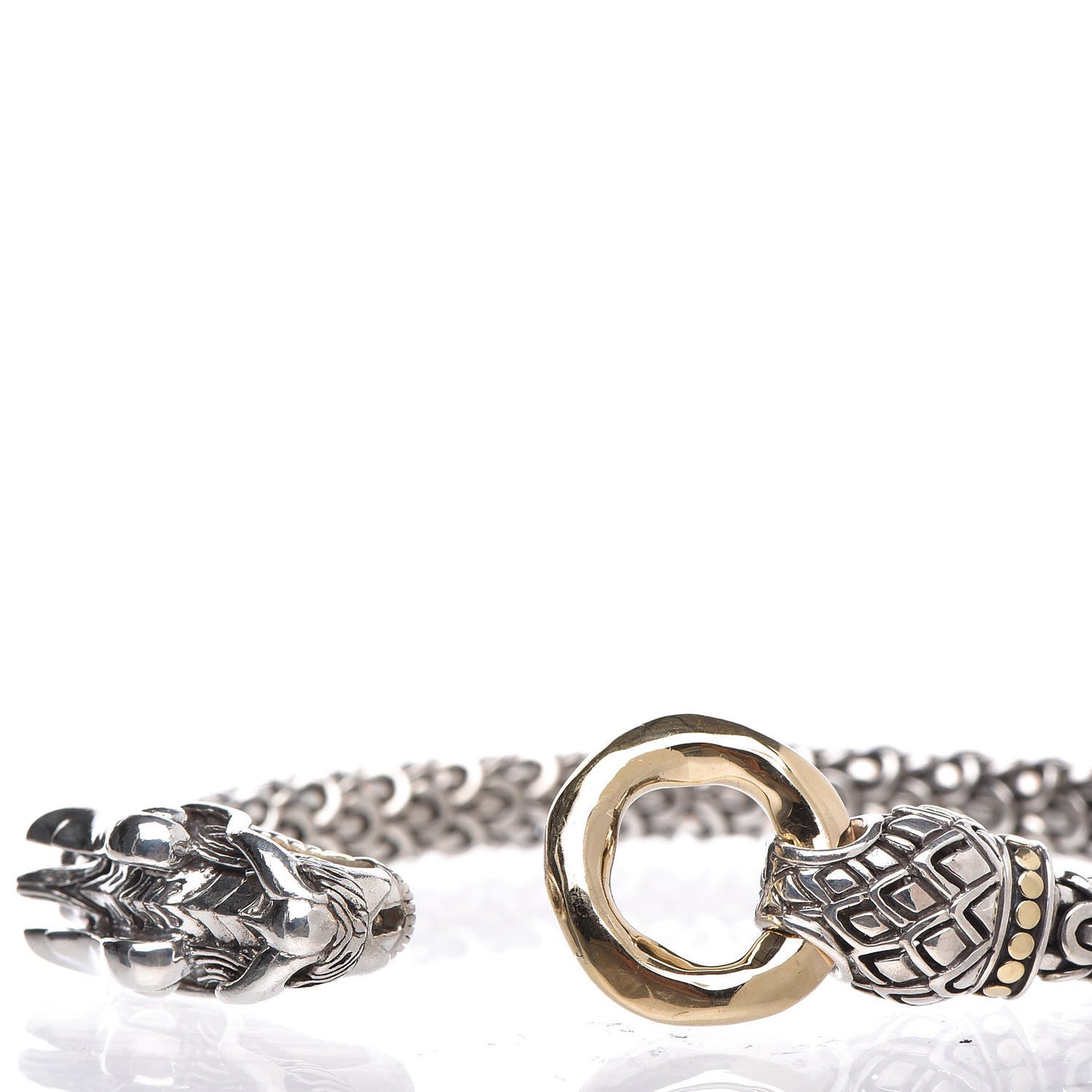 Sterling Silver 18K Yellow Gold 6mm Naga Dragon Bracelet