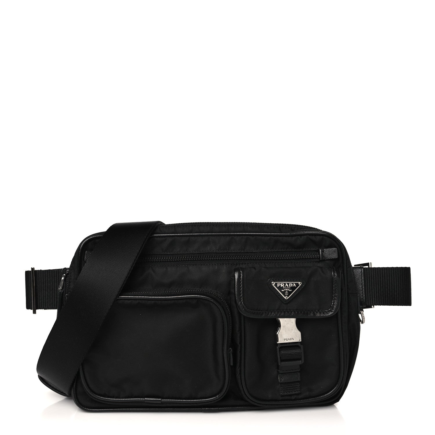 Prada Tessuto Nylon Multi Pocket Belt Bag Black 1 of 8