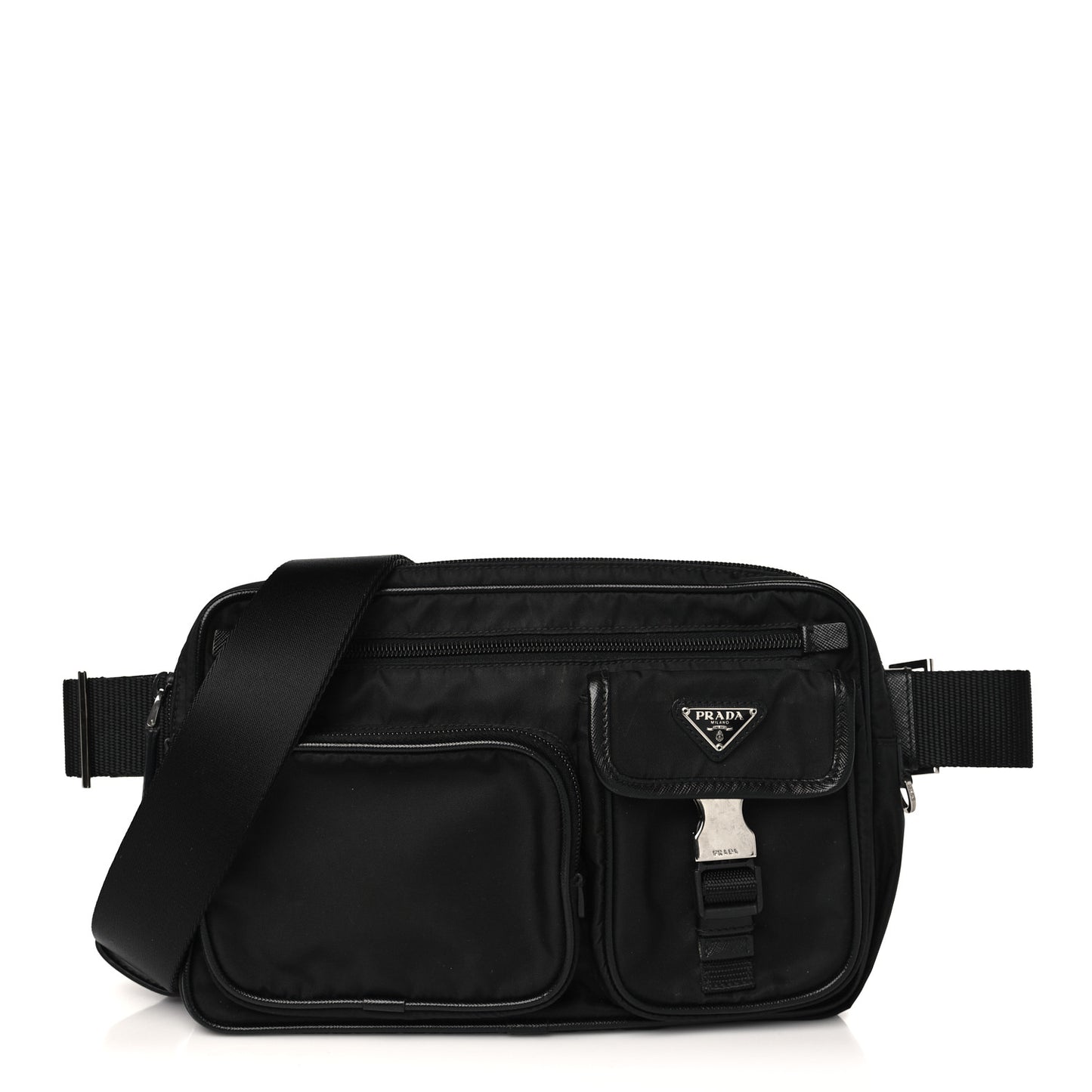 Tessuto Nylon Multi Pocket Belt Bag Black