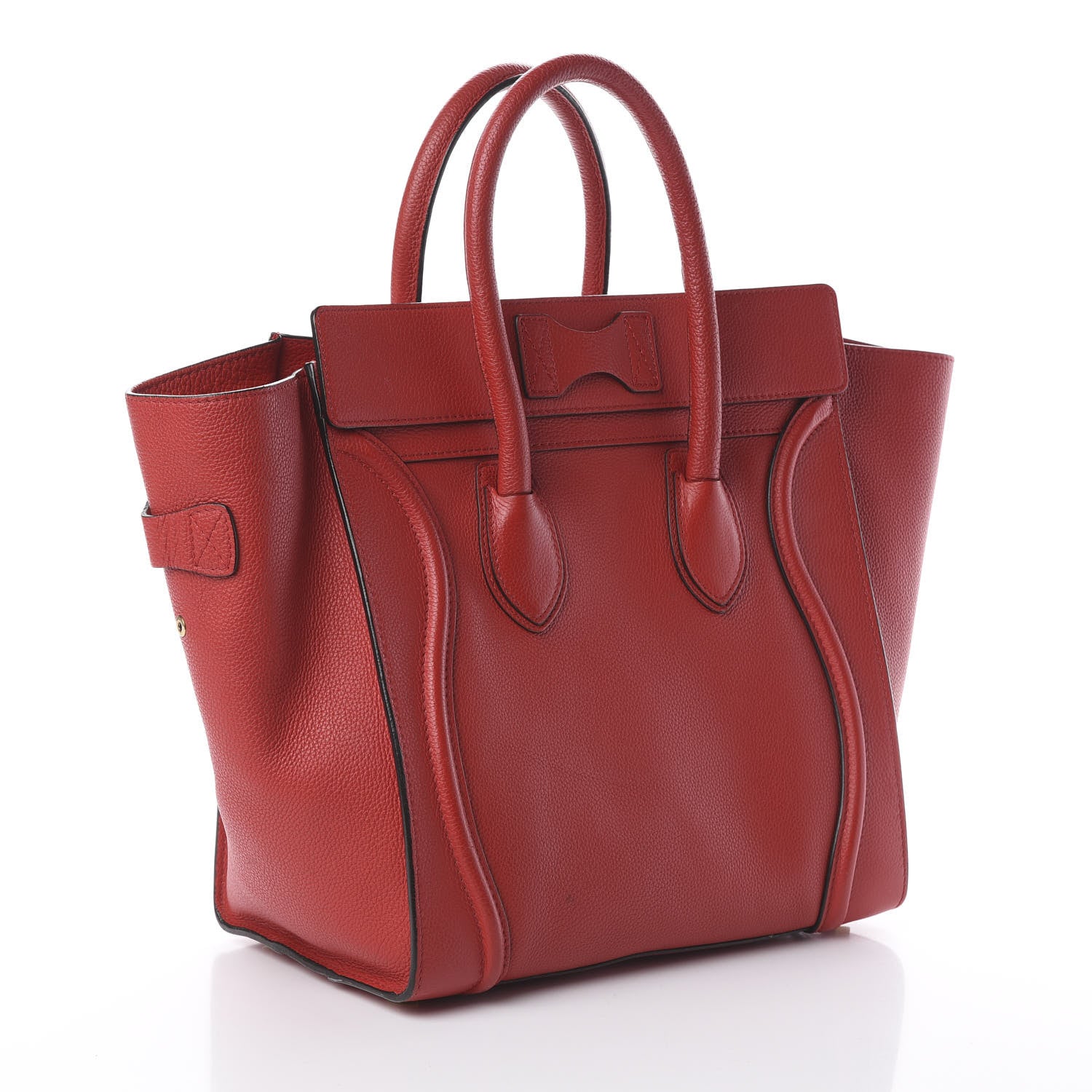 Celine Drummed Calfskin Mini Luggage Coquelicot 2 of 8