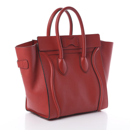Celine Drummed Calfskin Mini Luggage Coquelicot 2 of 8