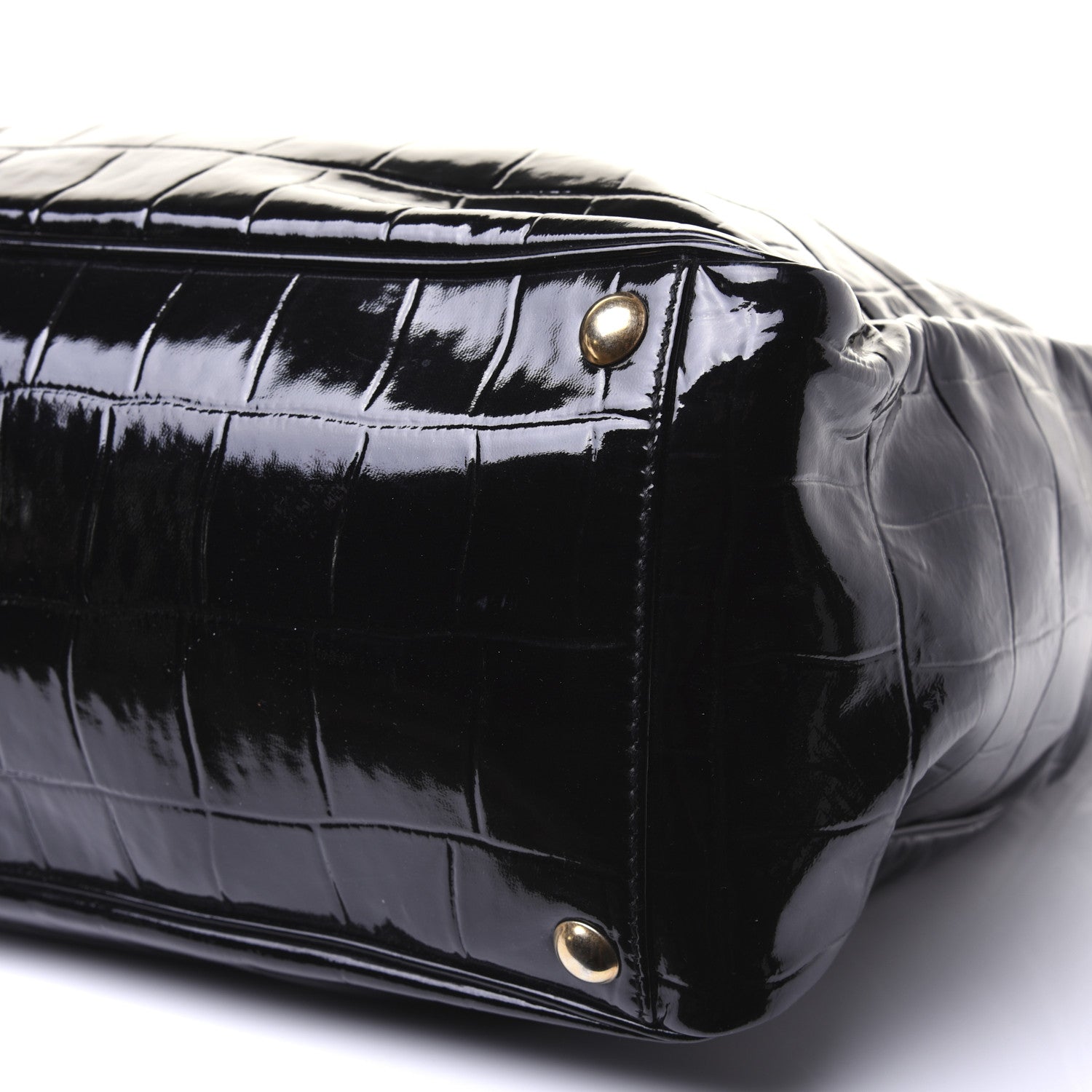 Saint Laurent Crocodile Embossed Patent Raspail Tote Black 7 of 17