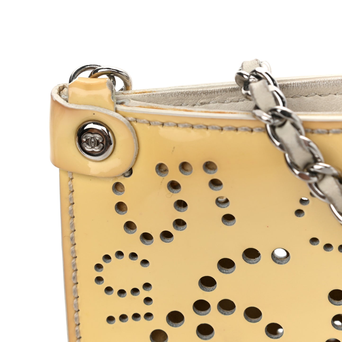 Patent Perforated CC N°5 Clutch Yellow