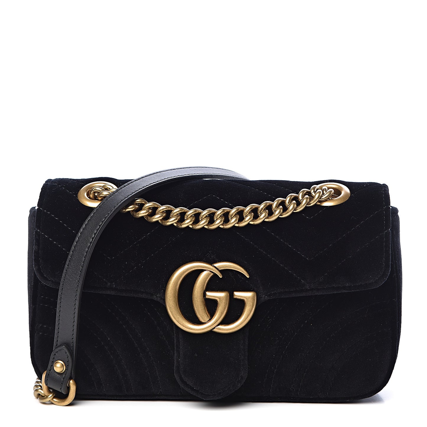 Velvet Matelasse Mini GG Marmont Shoulder Bag Black