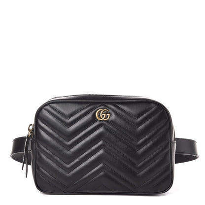 Gucci Calfskin Matelasse Mens GG Marmont Belt Bag 100 40 Black 1 of 9