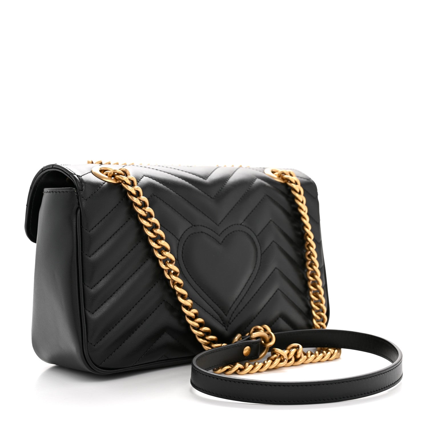 Gucci Calfskin Matelasse Small GG Marmont Shoulder Bag Black 3 of 11