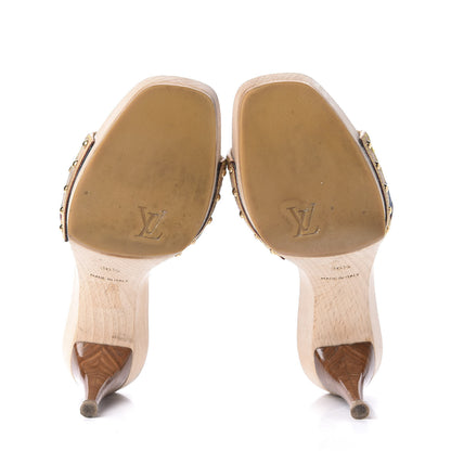 Louis Vuitton Denim Bow Mules Heels 36.5 6 of 10