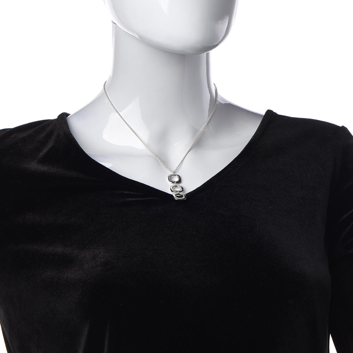 Sterling Silver Cushion Square Link Pendant Necklace