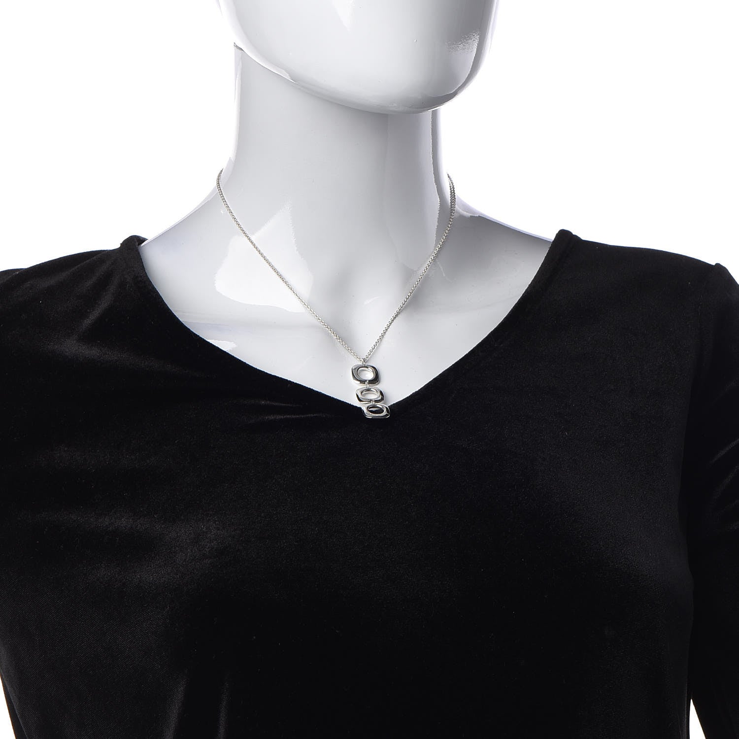 Tiffany Sterling Silver Cushion Square Link Pendant Necklace 2 of 5