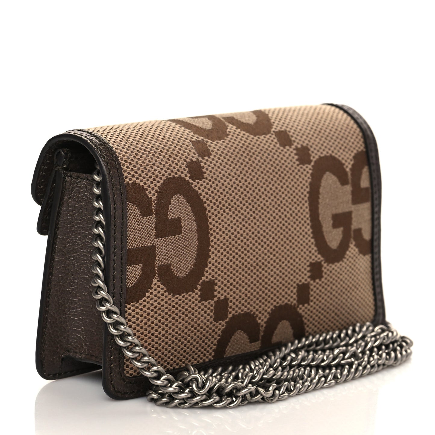 Monogram Jumbo GG Textured Dollar Calfskin Super Mini Dionysus Shoulder Bag Camel Ebony New Acero